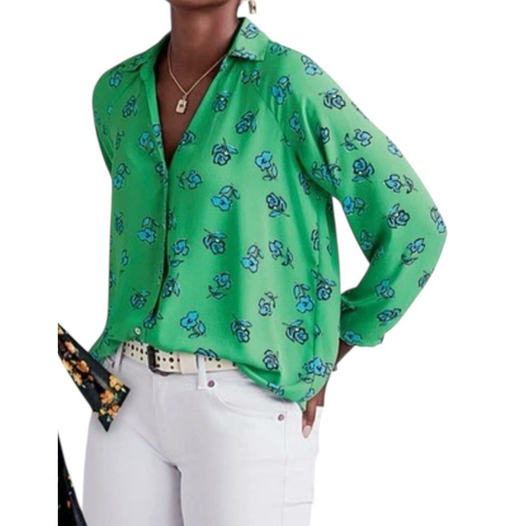 Cabi Kelly Green Floral Blouse Go to Top 3/4 sleeve V-Neck #5891 Women's Medium - Picture 9 of 9